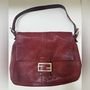 Fendi Burgundy Leather Shoulder Bag